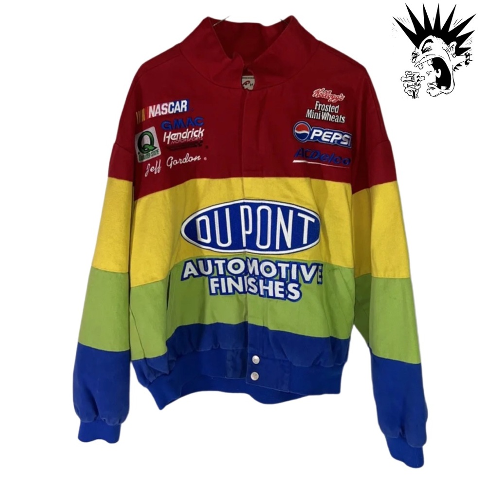Vintage Chase Authentics Dupont Jeff Gordan Jacket Men's Size XL Rainbow NASCAR